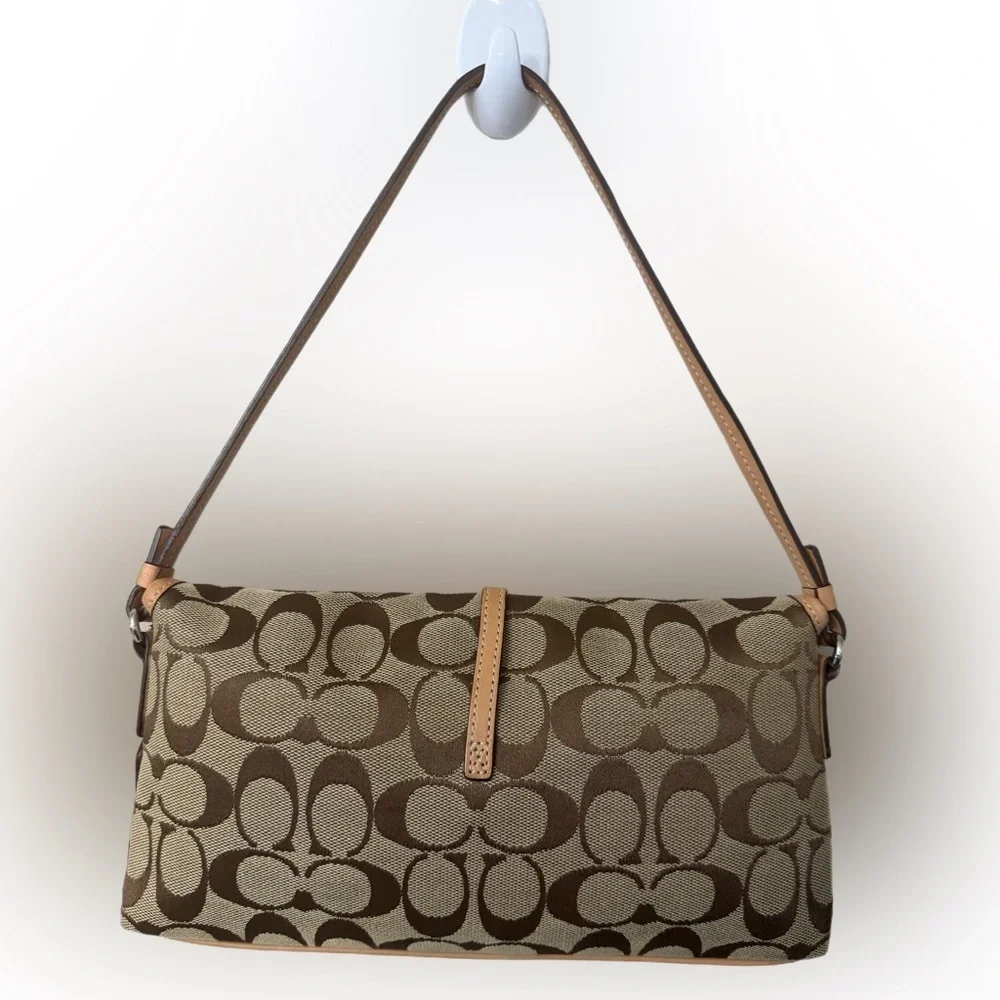 Coach Vintage Tan and Brown Signature Shoulder Bag # 6348